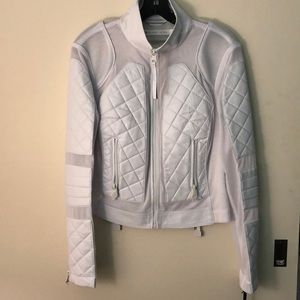 Blanc Noir Leather Mesh Moto Jacket